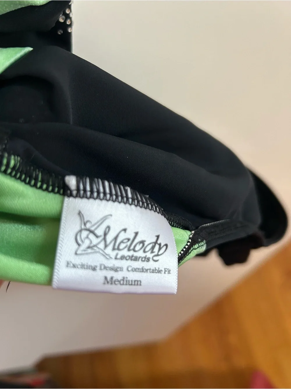 Black and Green 'VIKINGS' Rhinestone Gymnastics Dance Leotard - Child’s Medium